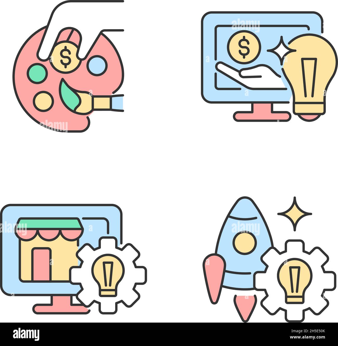 Strategy ideas linear icons Stock Vector Images - Alamy