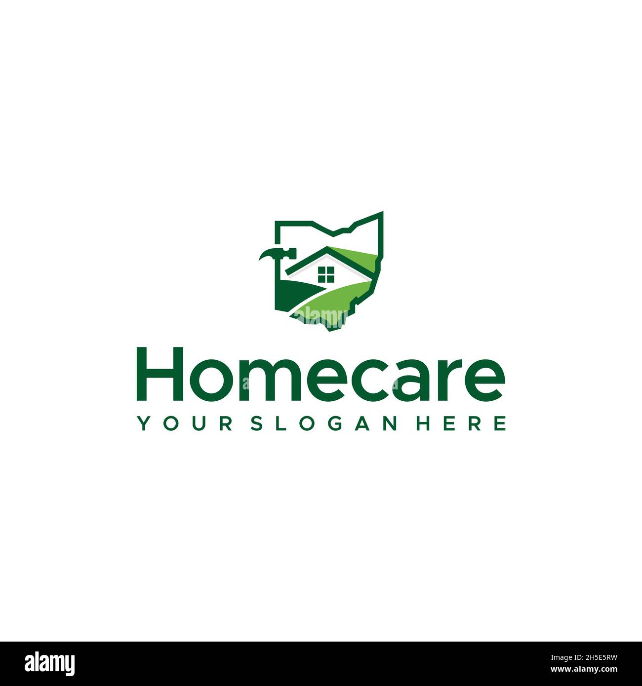 minimalist Homecare building hammer Logo design Stock Vector
