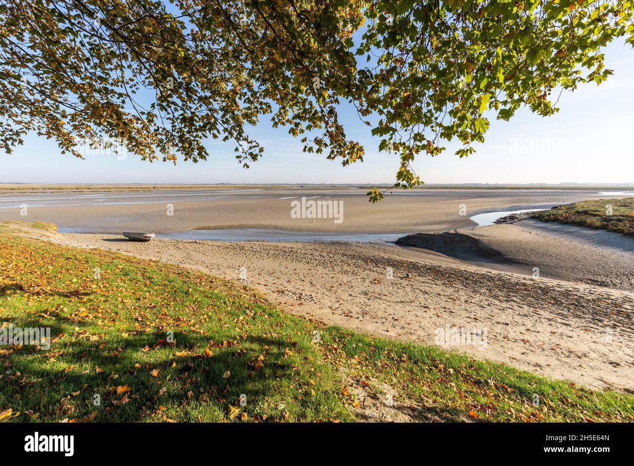 Landscape of the Bay of Somme under an autumn light. Saint-Valery, France Stock Photo