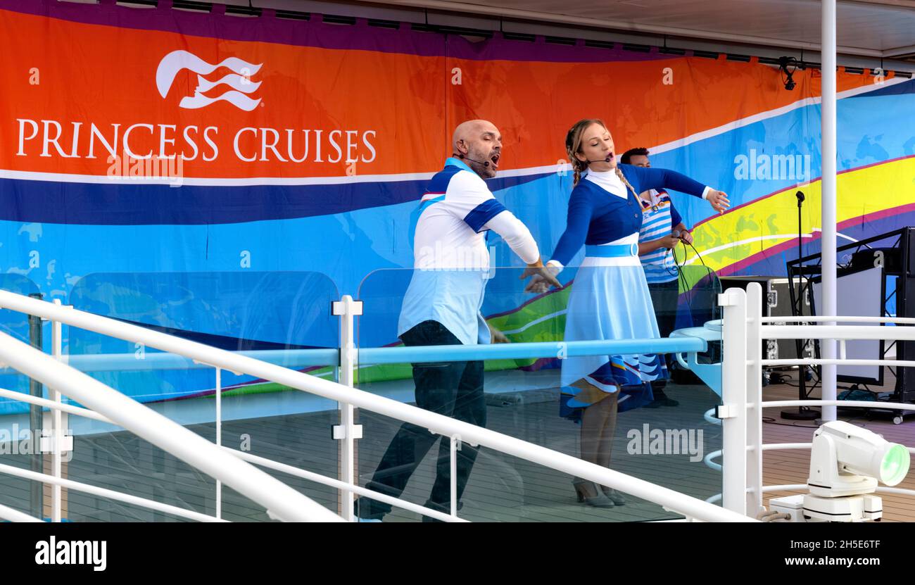 Sky Princess Sail Away Party 22nd October 2021 from Mayflower Terminal Southampton UK Stock Photo