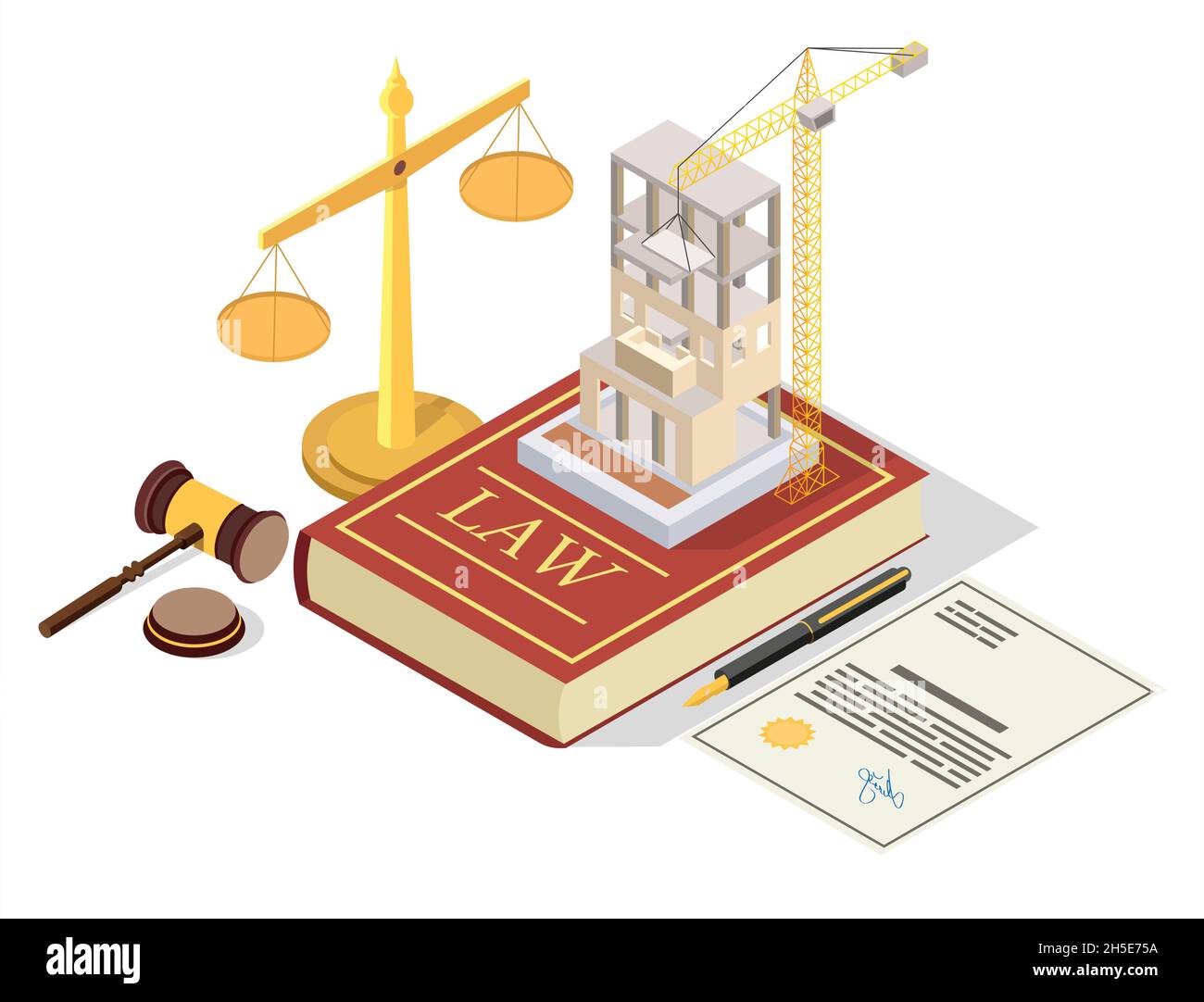Permission for building construction vector isometric illustration Stock Vector