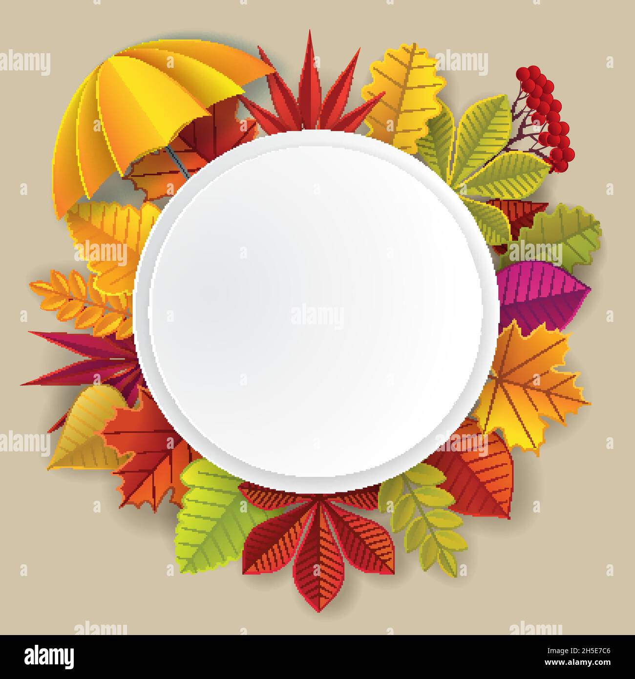 Autumn frame, vector illustration in paper art style Stock Vector