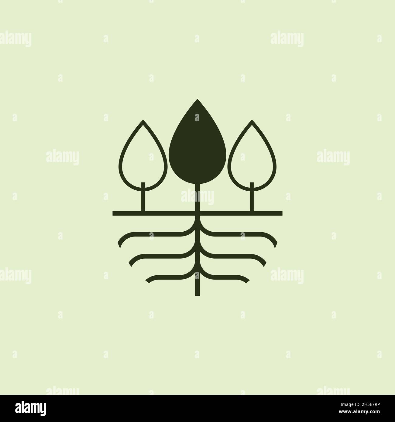 vector design. logo created from three tree with root logo. Stock Vector