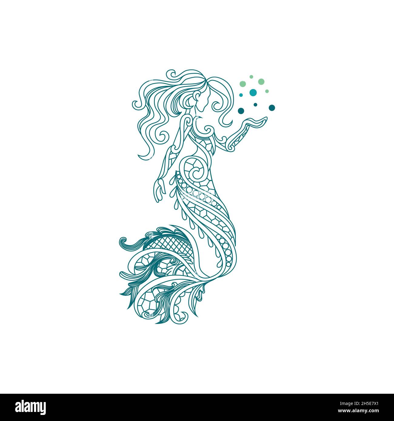 vector design. logo created from mermaid with abstract line logo. Stock Vector