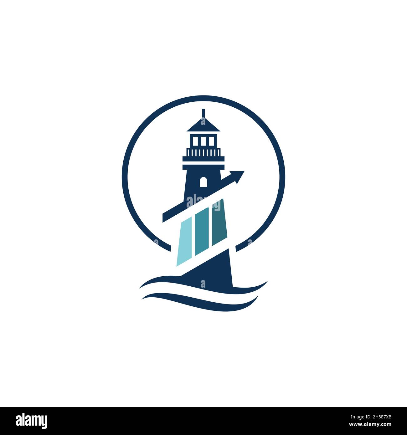 vector design. logo created from combination lighthouse and accountancy logo. Stock Vector