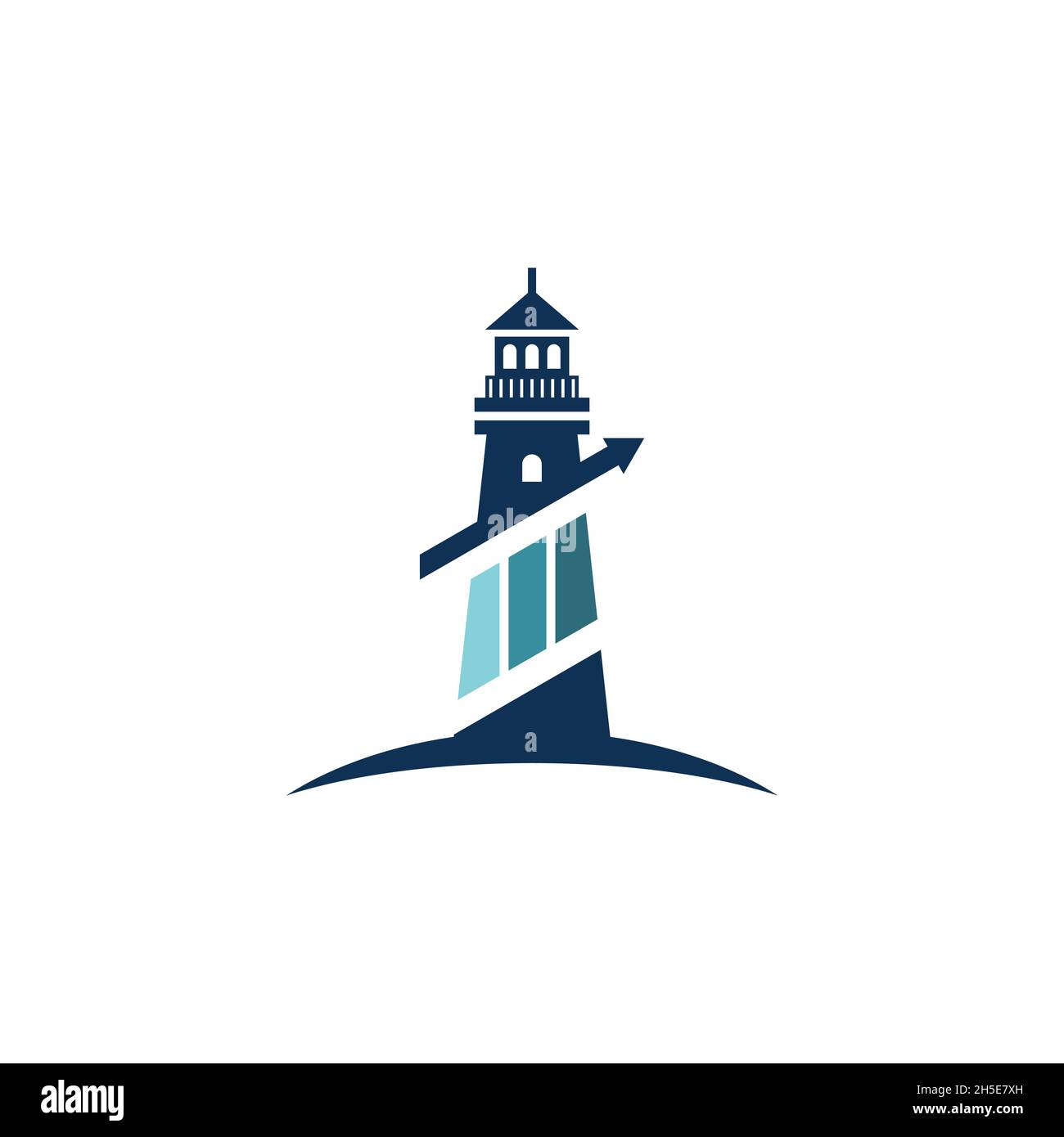 vector design. logo created from combination lighthouse and accountancy logo. Stock Vector