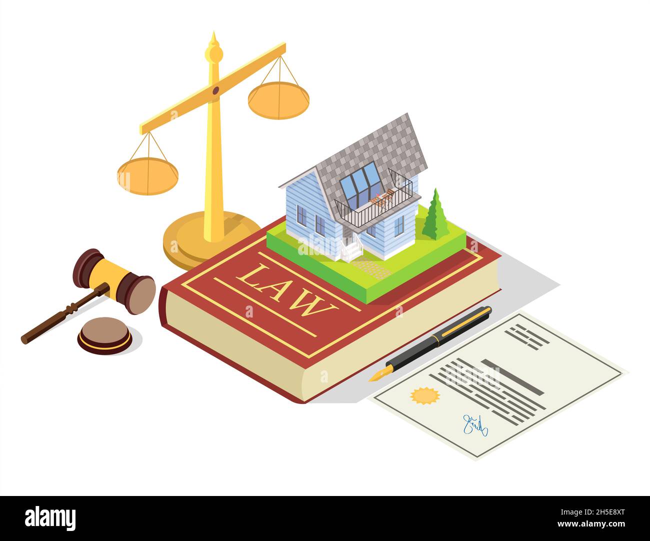 Real estate law vector concept isometric illustration Stock Vector