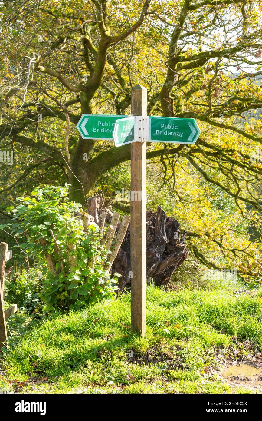 Bridleway and footpath, High Bickington, Devon, England, United Kingdom. Stock Photo