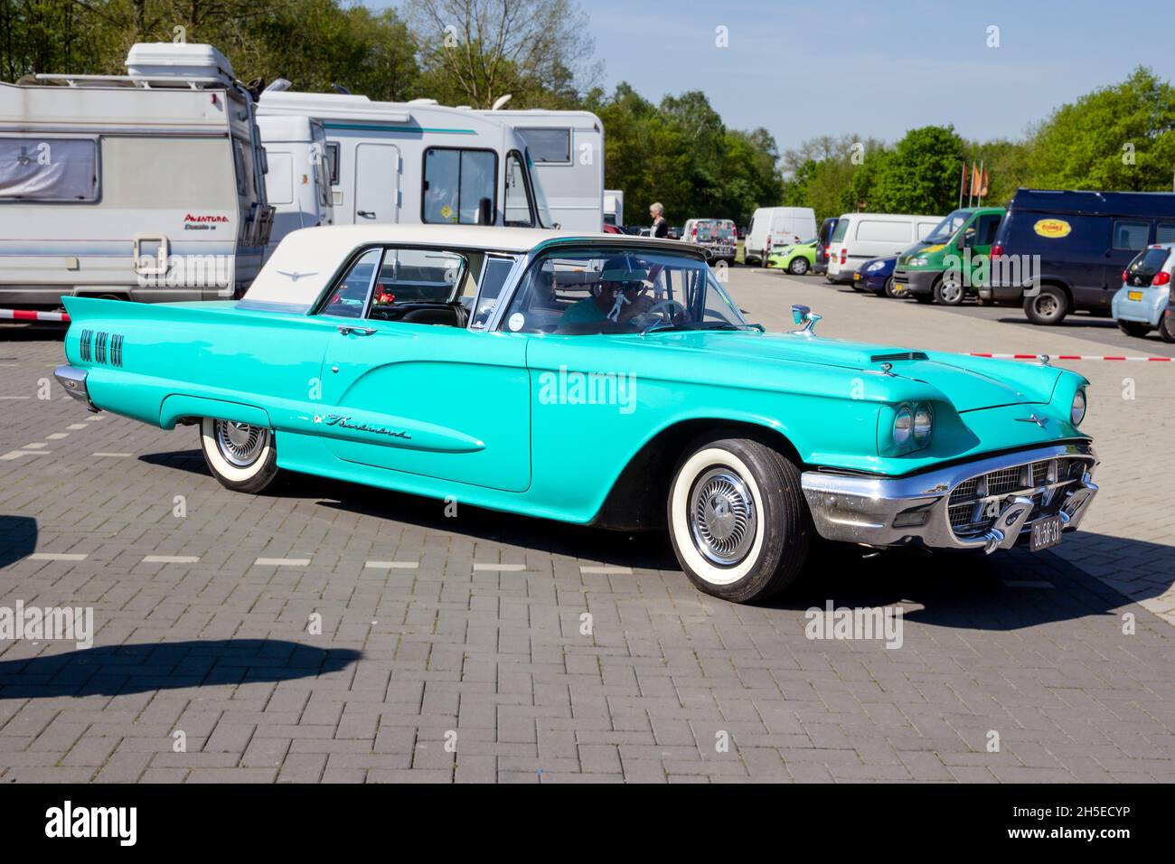 1960 Ford Thunderbird classic car on the parking lot. Rosmalen, The Netherlands - May 8, 2016 Stock Photo