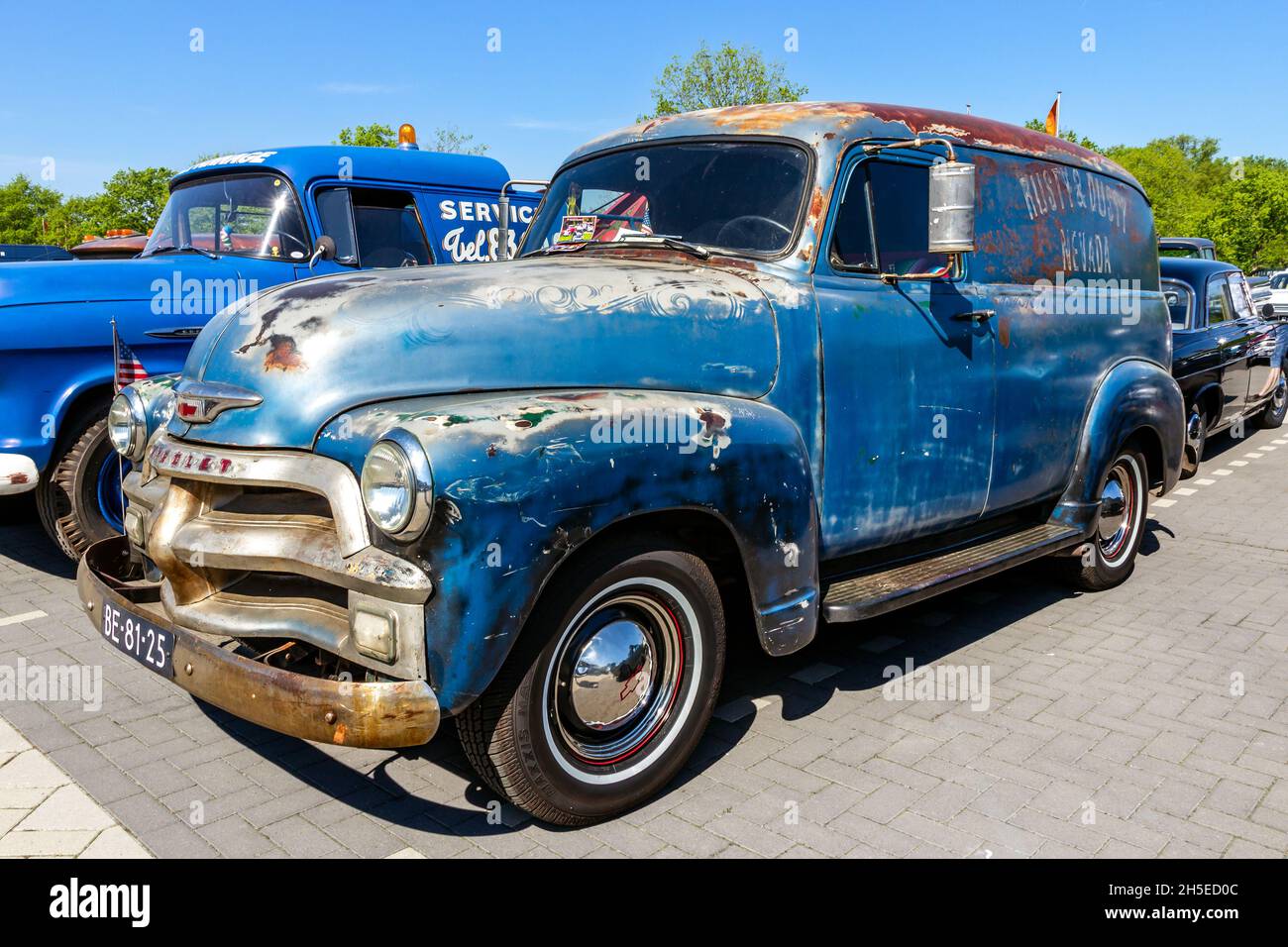 1954 Chevrolet Panel Van classic truck on the parking lot. Rosmalen, The Netherlands - May 8, 2016 Stock Photo