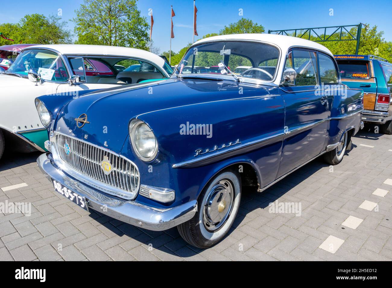 1957 Opel Olympia Rekord classic car on the parking lot. Rosmalen, The Netherlands - May 8, 2016 Stock Photo