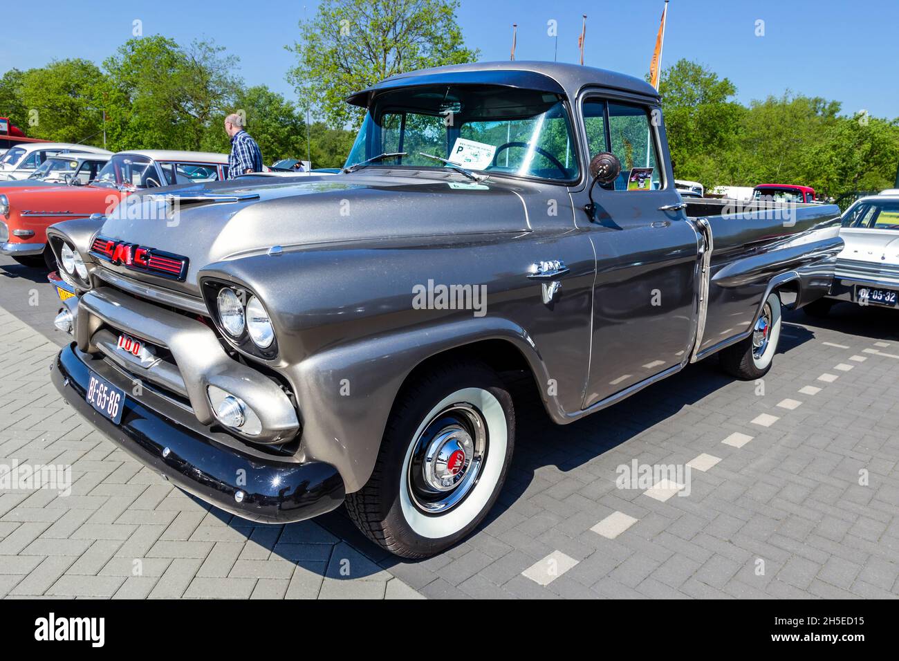 1959 GMC 100 classic pickup truck on the parking lot. Rosmalen, The Netherlands - May 8, 2016 Stock Photo