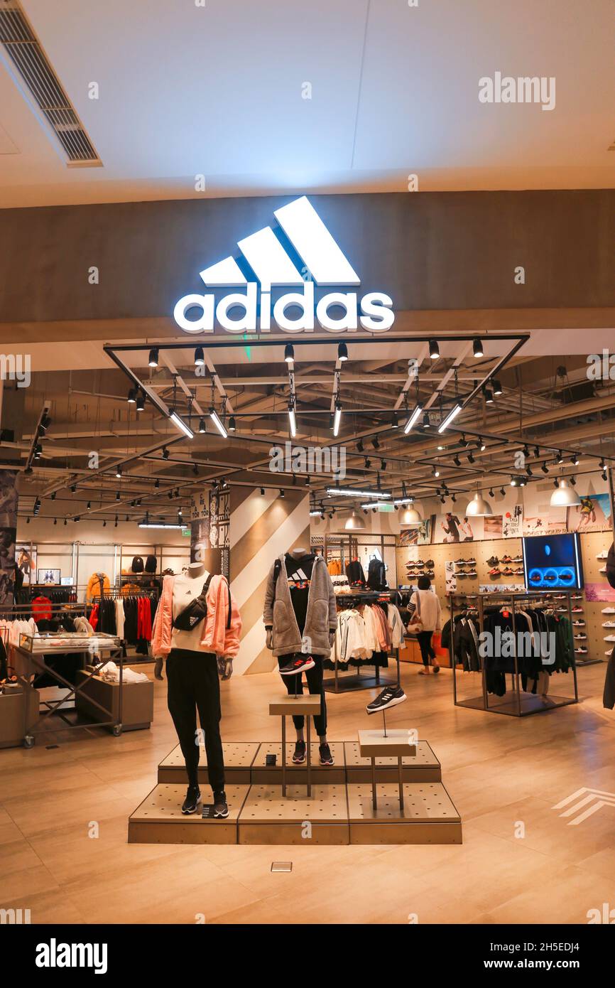 SHANGHAI, CHINA - JULY 17, 2021 - Photo taken on July 17, 2021 shows an adidas  store in Shanghai, China. November 9, 2021 -- Sportswear brand Adidas is  asking its employees to