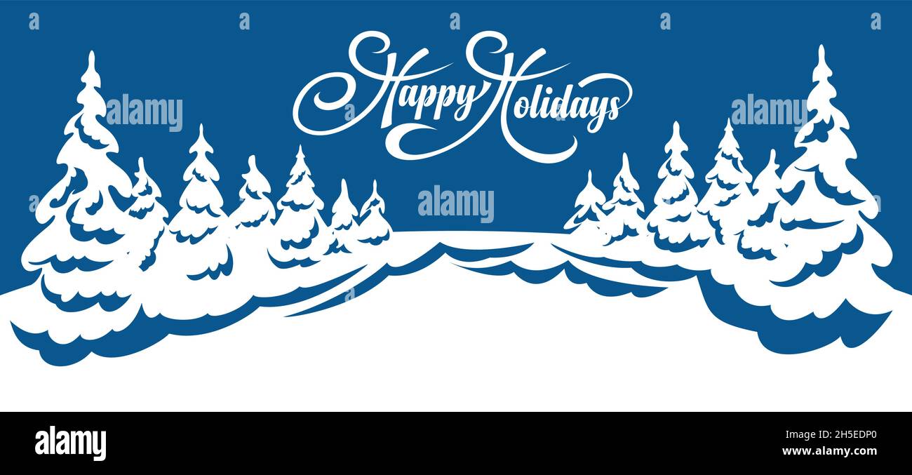Winter landscape background with text Happy Holidays Stock Vector Image ...