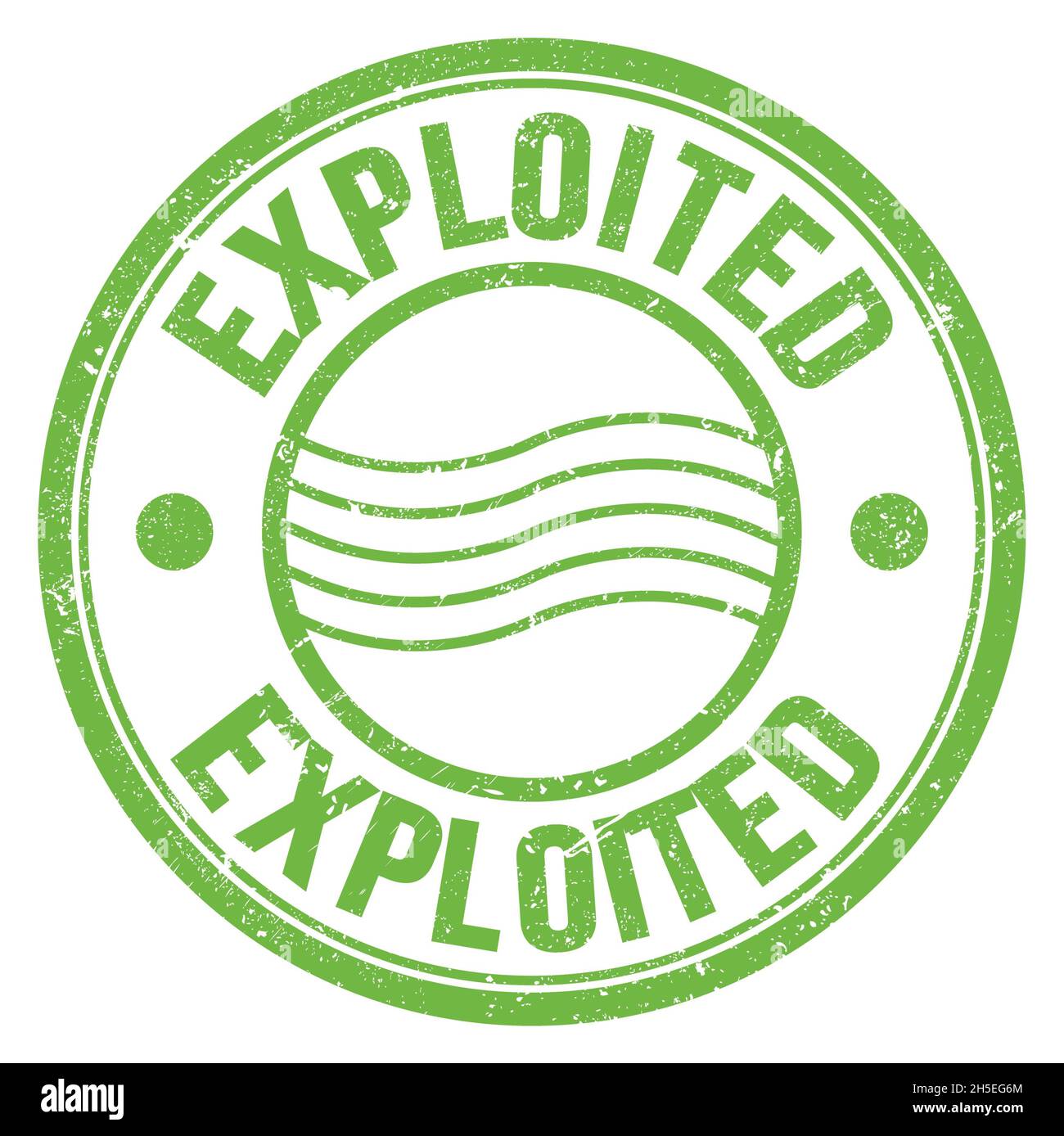 EXPLOITED word written on green round postal stamp sign Stock Photo - Alamy