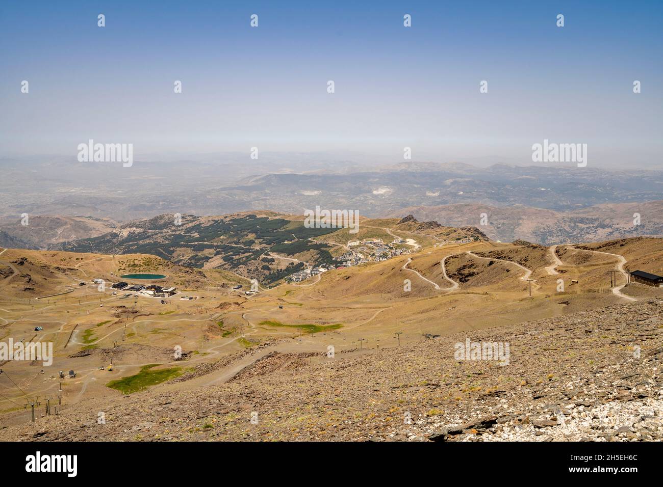 Sierra Nevada National Park landscape with Sierra Nevada ski resort on the right, Andalusia, Spain Stock Photo