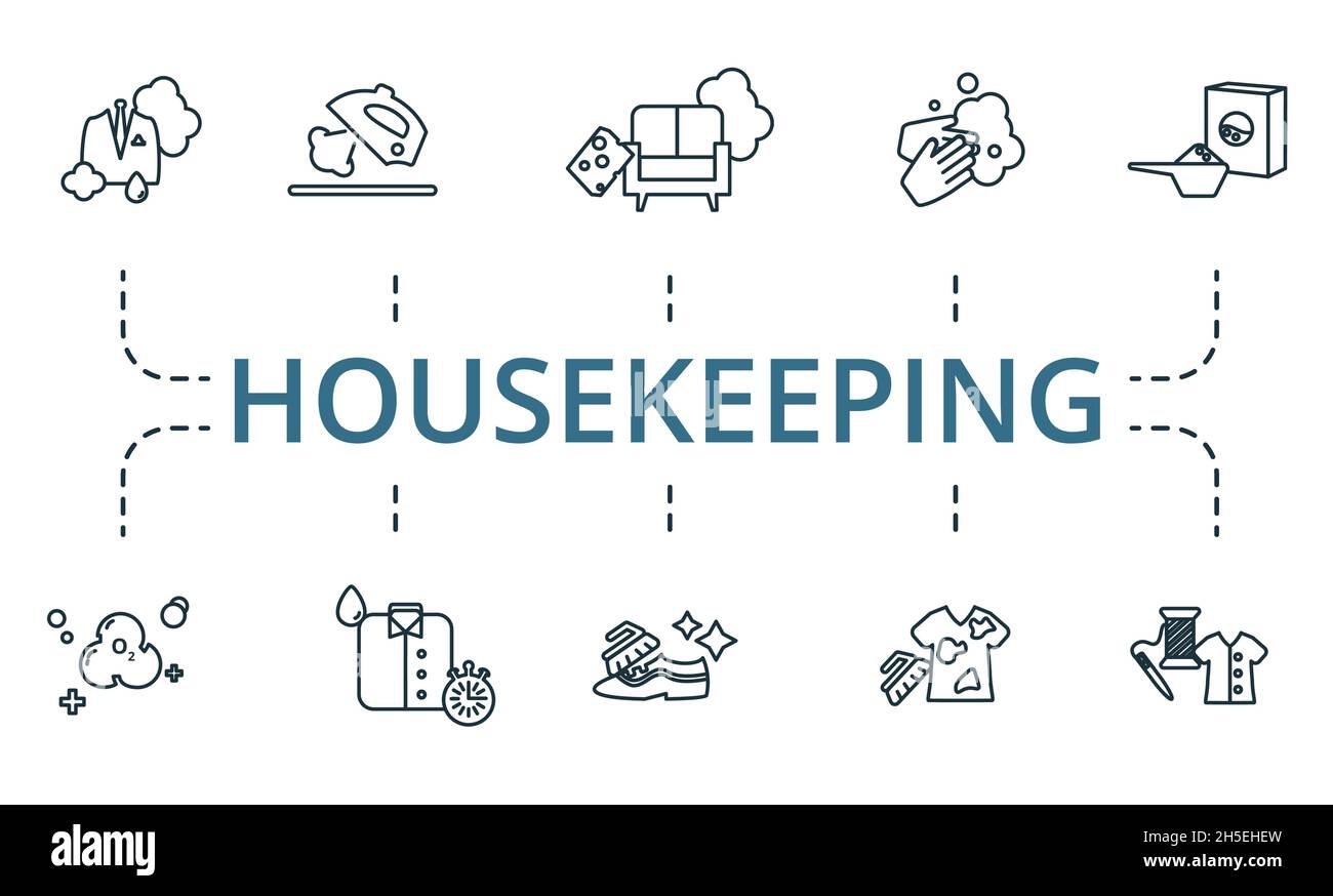 Housekeeping icon set. Collection of simple elements such as the