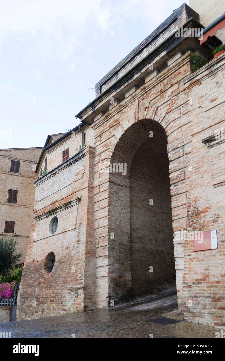 Old Town, Porta de Mosce' gate, Monte San Giusto; Marche, Italy, Europe Stock Photo