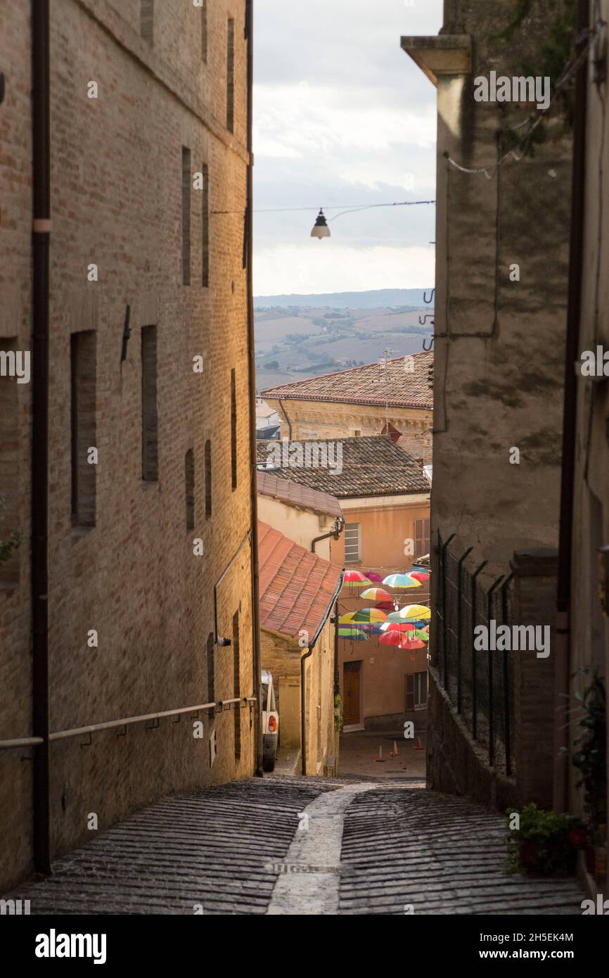 Old Town, Alley, Monte San Giusto; Marche, Italy, Europe Stock Photo