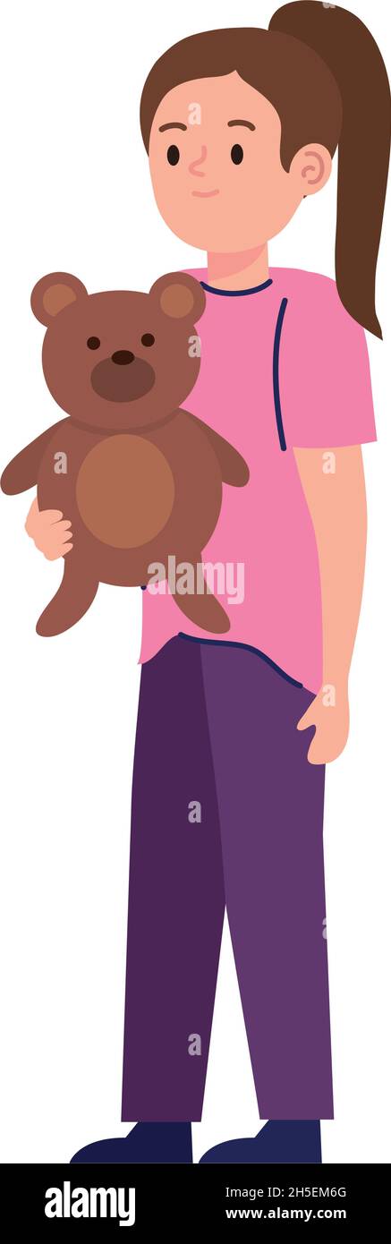 girl with teddy bear Stock Vector Image & Art - Alamy