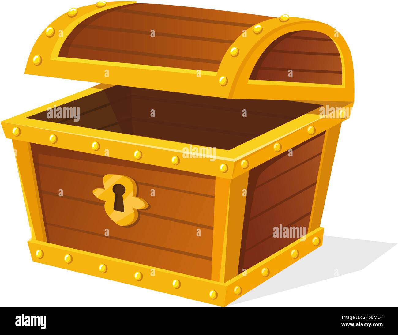 Box for jewelry. Cartoon chest or coin, ready to close, vector icon isolated on white background Stock Vector