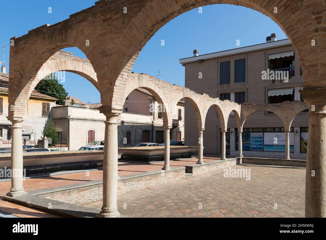 Old Town, Via XXIV Maggio street, , Old Bows, Fano, Marche, Italy, Europe Stock Photo
