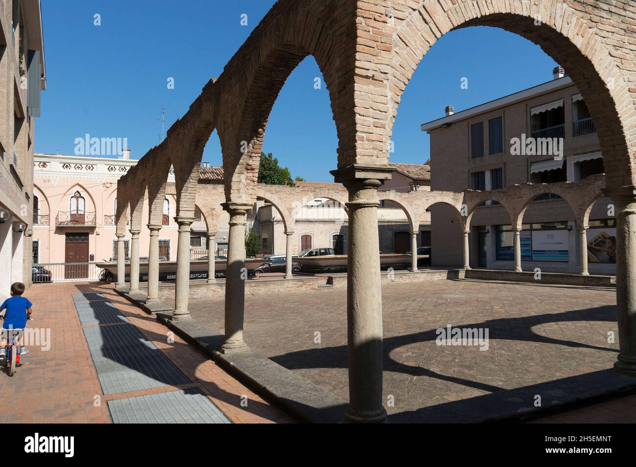Old Town, Via XXIV Maggio street, , Old Bows, Fano, Marche, Italy, Europe Stock Photo