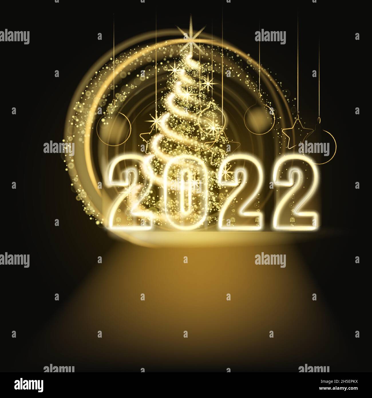 Christmas 2022 Lights Merry Christmas And Happy New Year 2022, Tree Gold Lights Dust Decoration,  Golden Blurred Magic Glow On Dark Background. Merry Christmas Holiday Stock  Vector Image & Art - Alamy