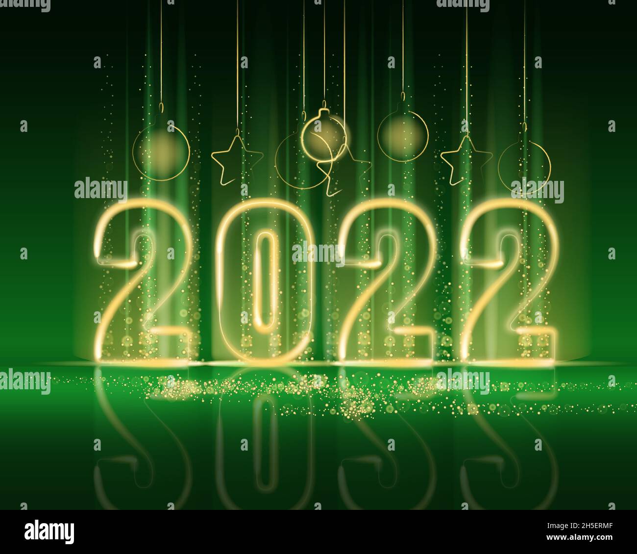2022 New Year shiny gold color shiny numbers banner. Realistic text ...