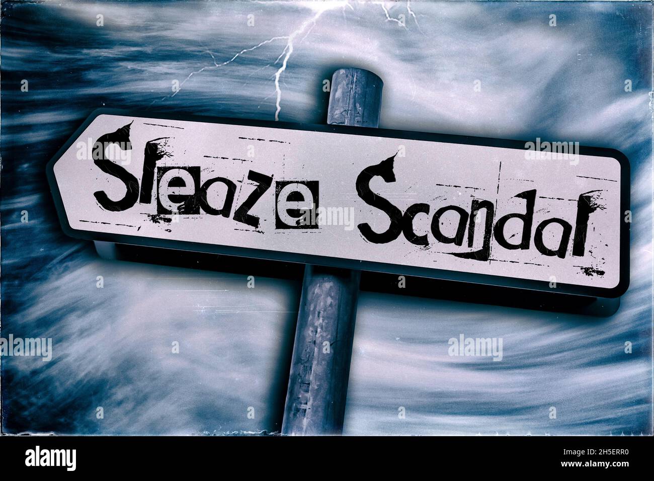 Sleaze Scandal road sign Stock Photo