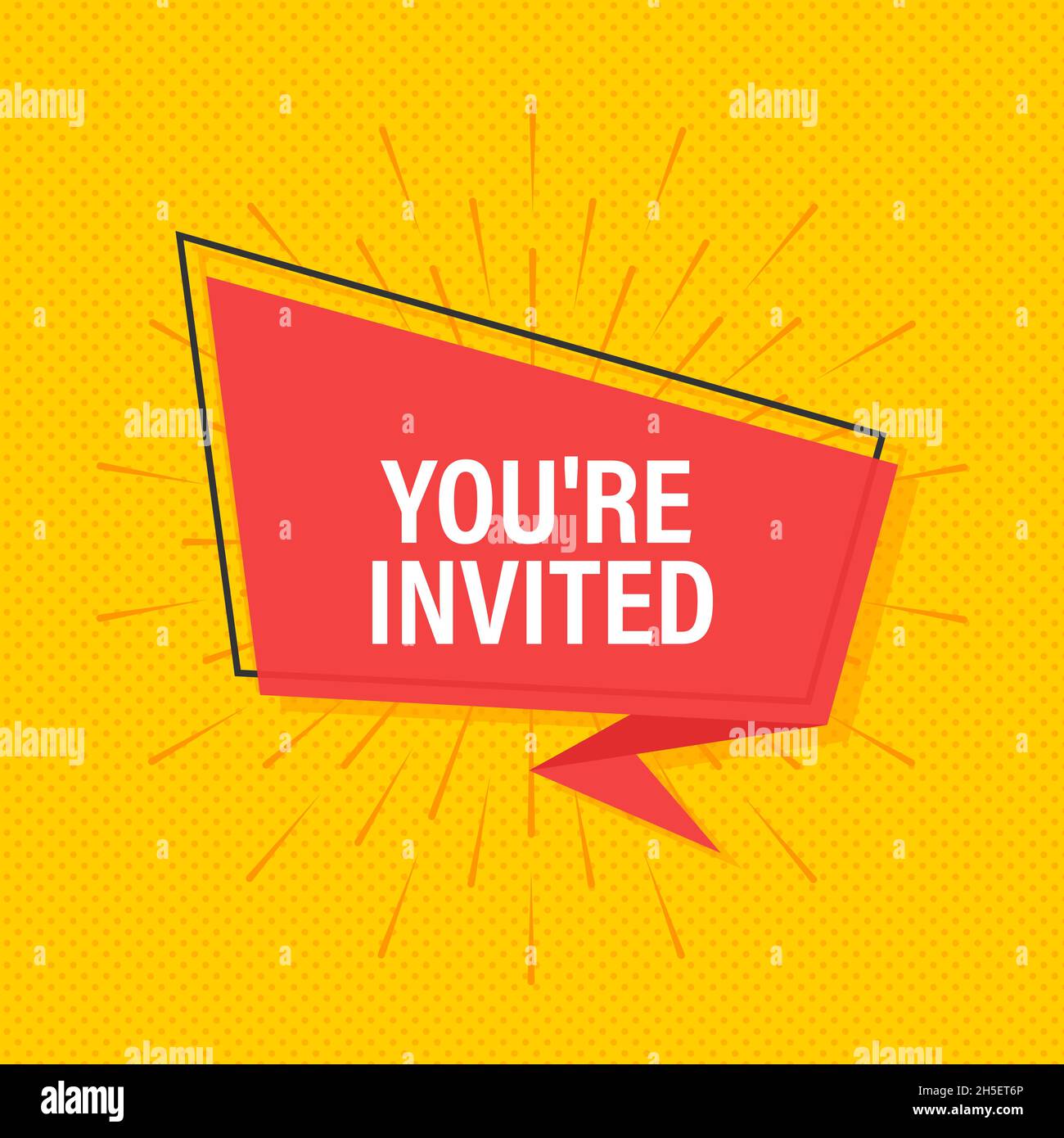 Megaphone banner, business concept with text You re invited. Vector