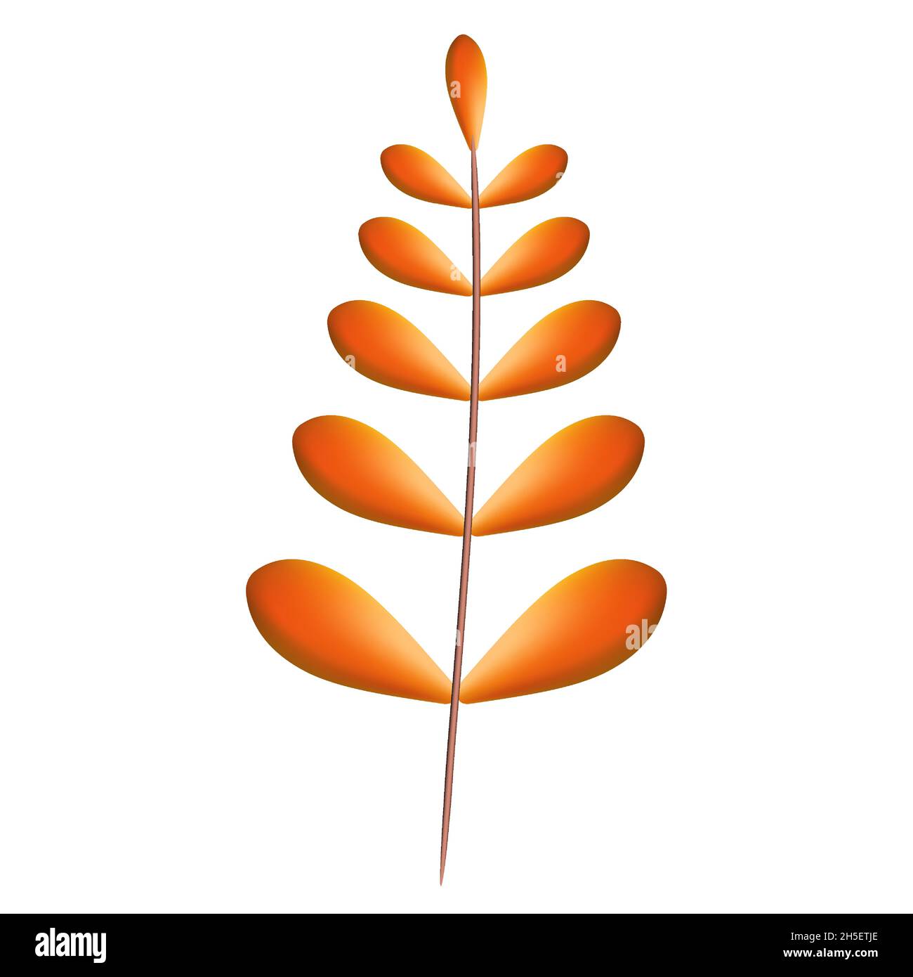 Autumn leave 3D. Fall leaf, minimal 3d render, plasticine, vector Stock Vector