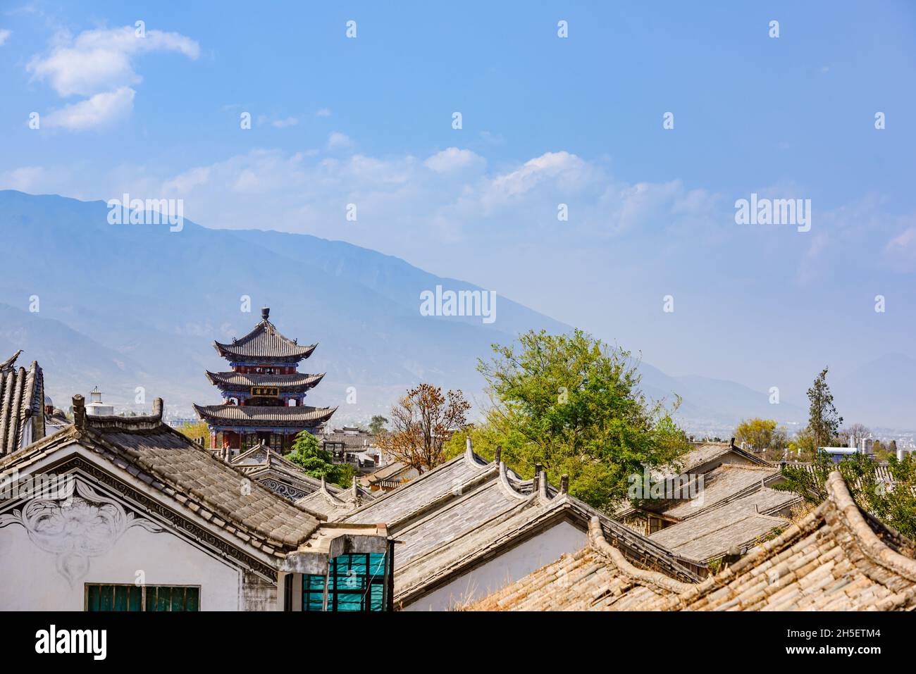 Yunnan, China - 25 March 2016: Dali ancient cityscape and pagoda, Yunnan, China Stock Photo
