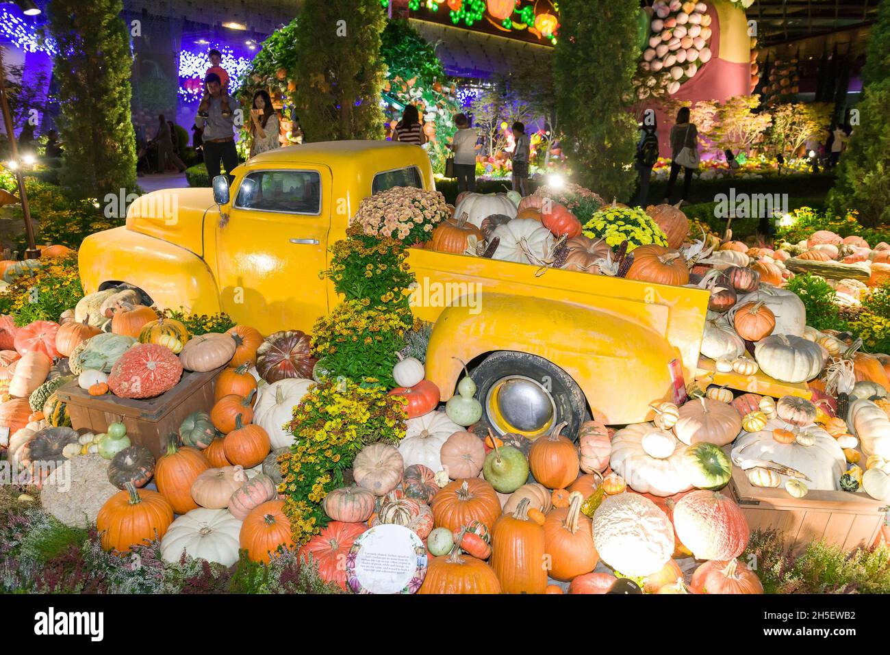 Singapore, Singapore - 06 October 2017: Celebrating Halloween at Gardens by the Bay with huge display of pumpkins. Stock Photo