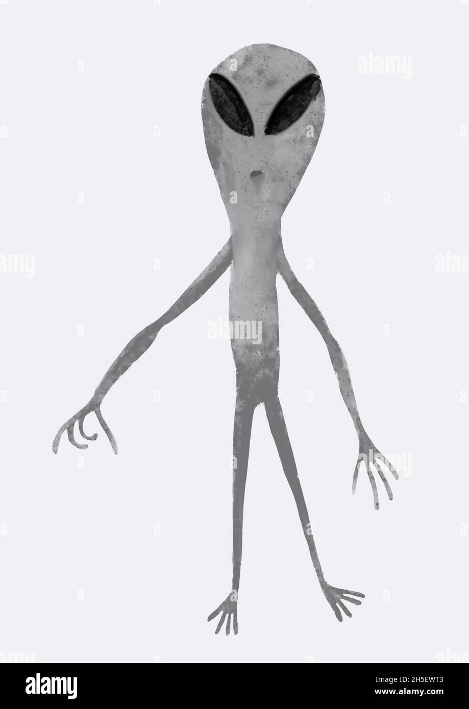 Desenhos Animados Grey Alien Ilustração do Vetor - Ilustração de cinzento,  cartoon: 120990468