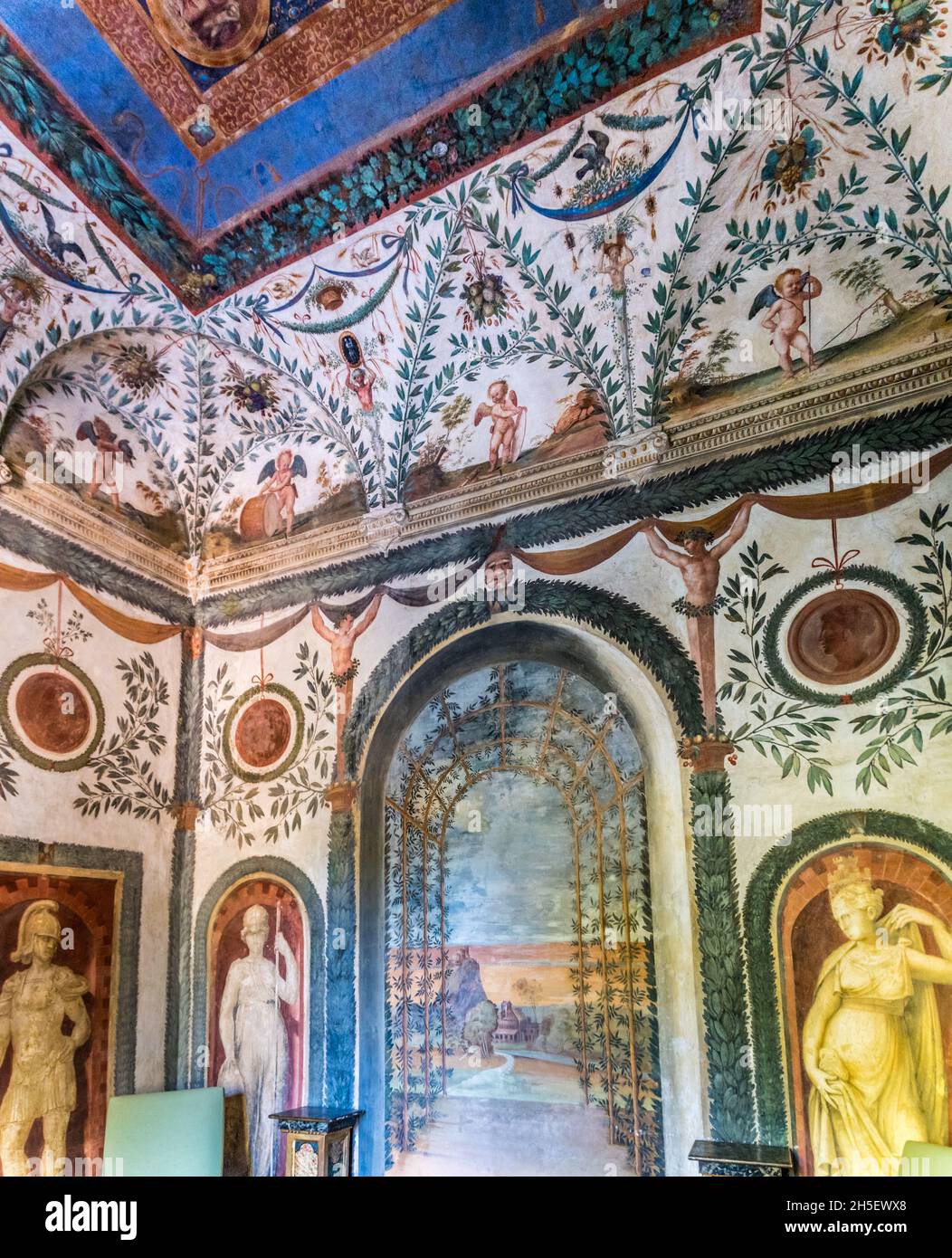 Fresco painting in Villa Imperiale of Pesaro is a suburban palatial