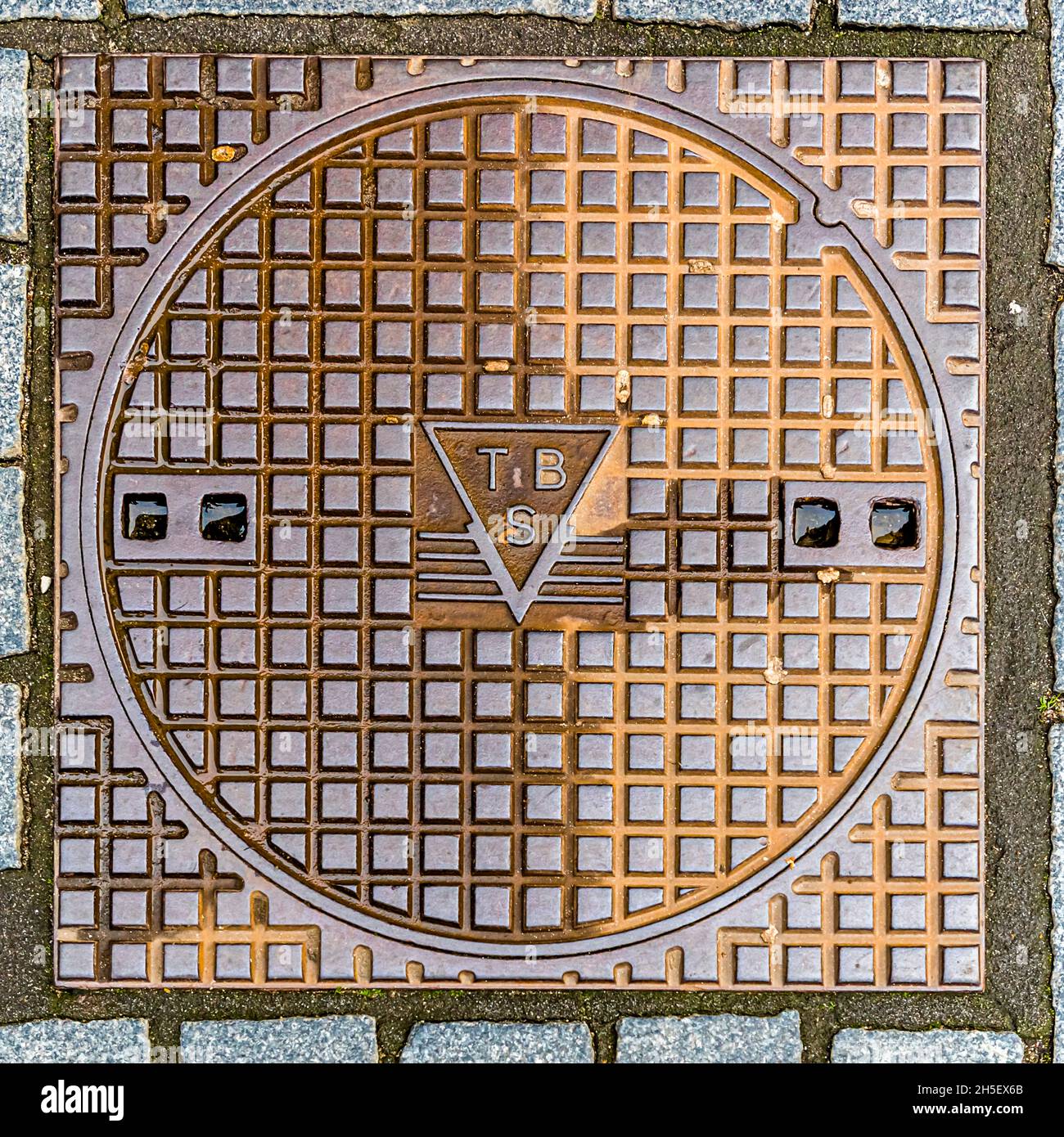 Manhole cover in Zutphen, Netherlands Stock Photo