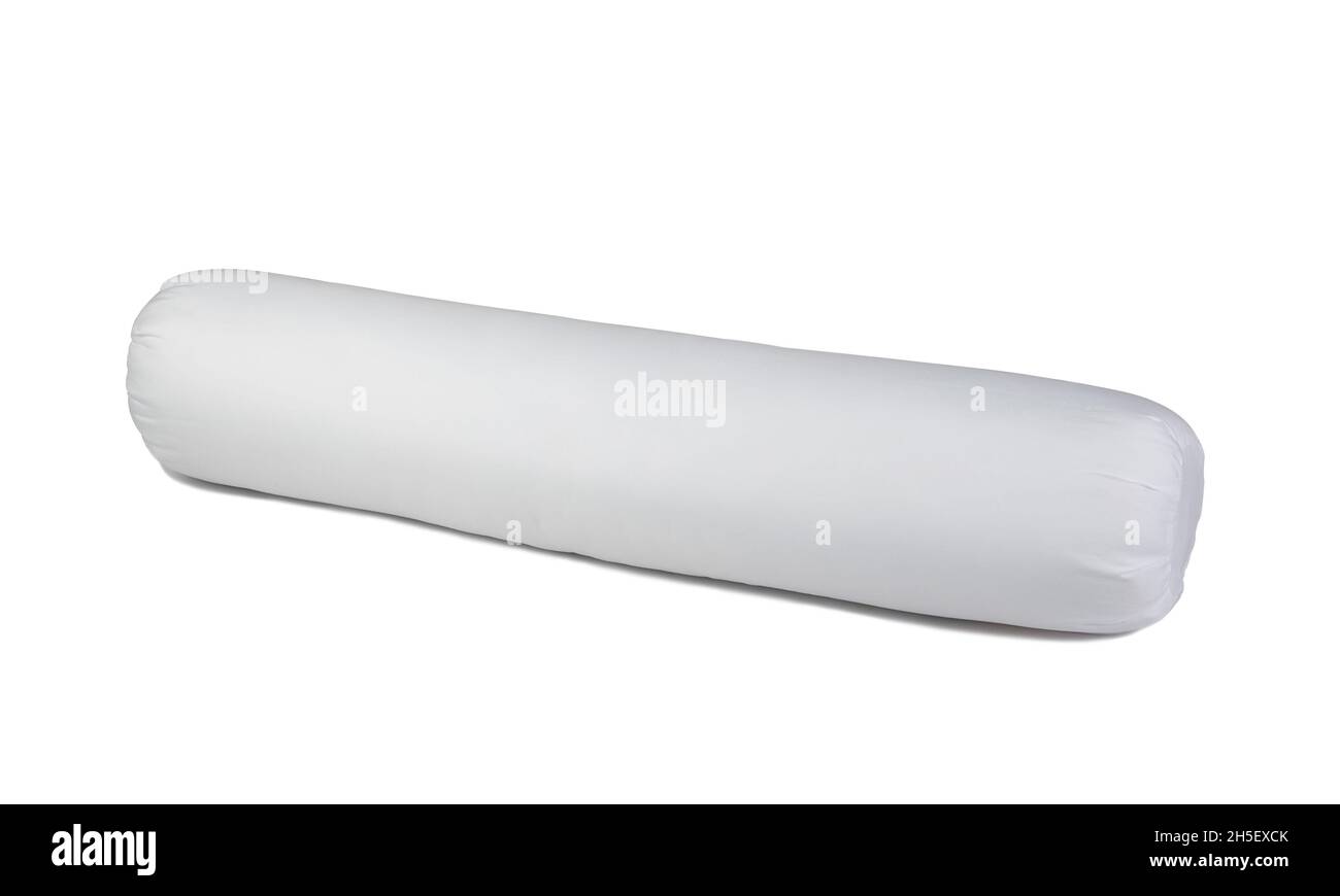 White bolster pillow isolated on white background Stock Photo Alamy