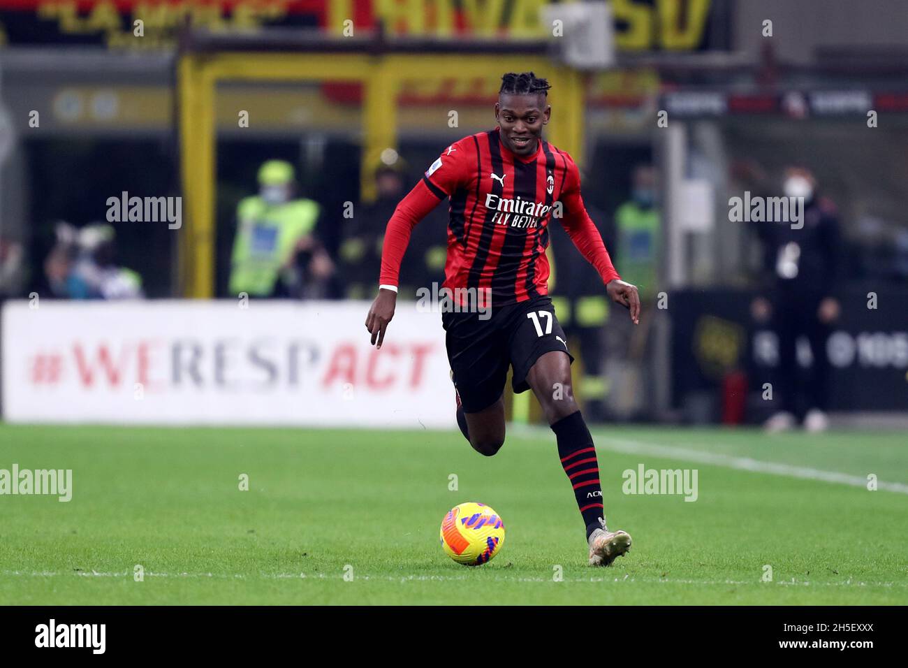 Rafael Leao of Ac Milan  in action during the Serie A match between Ac Milan and Fc Internazionale. Stock Photo
