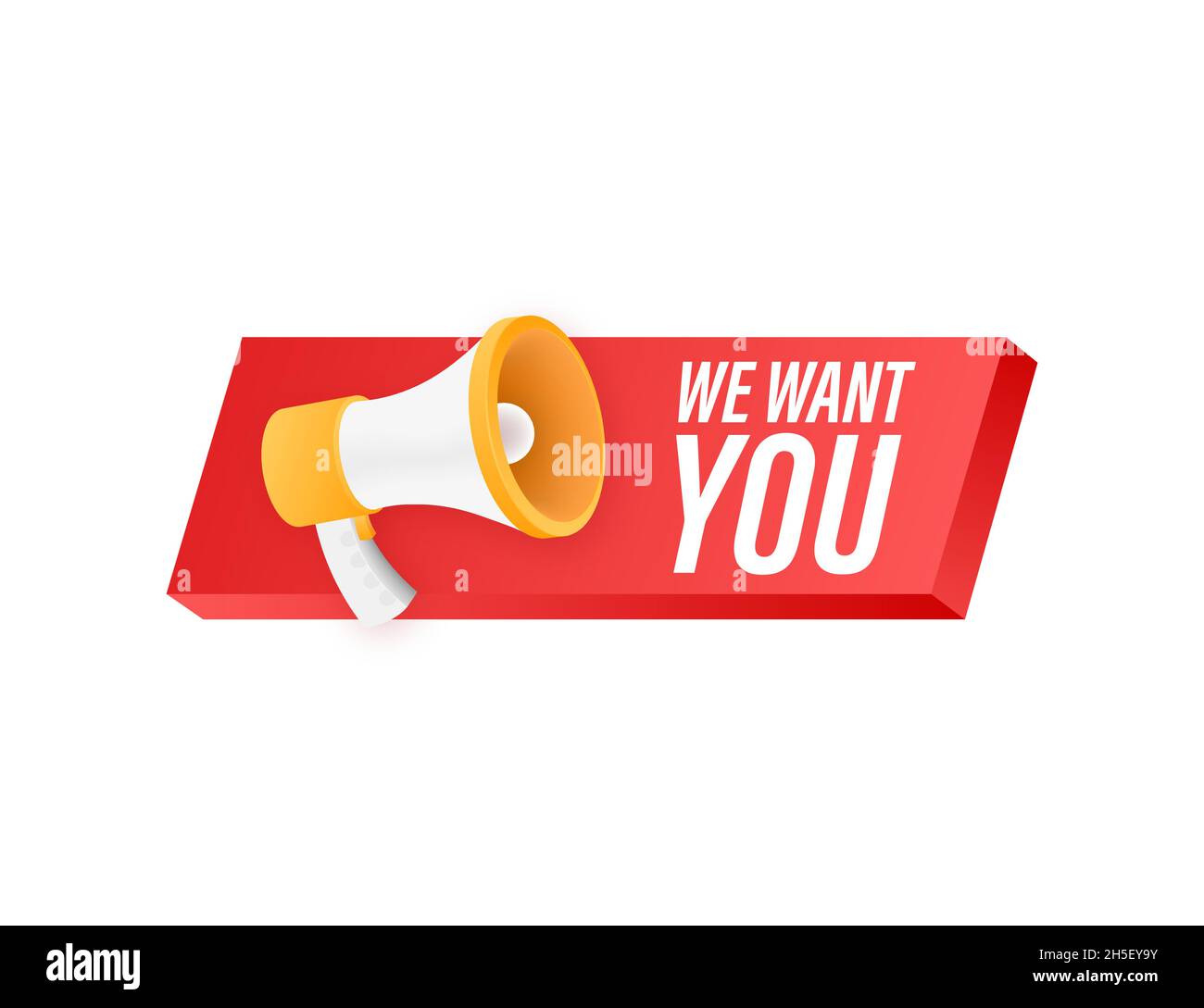 Megaphone label with we want you. Megaphone banner. Vector illustration Stock Vector