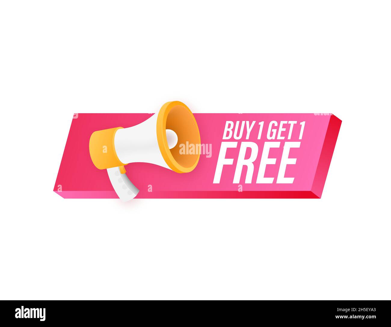Megaphone banner, business concept with text Buy 1 Get 1 Free. Sale tag. Vector stock illustration Stock Vector