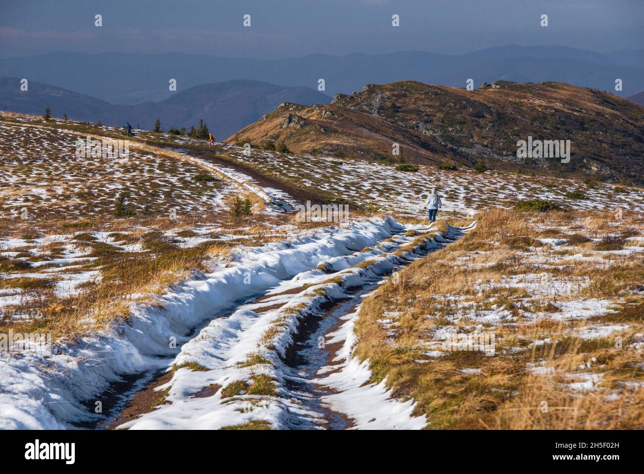 View of hills of vast Water Dividing ridge covered in red, orange and ...