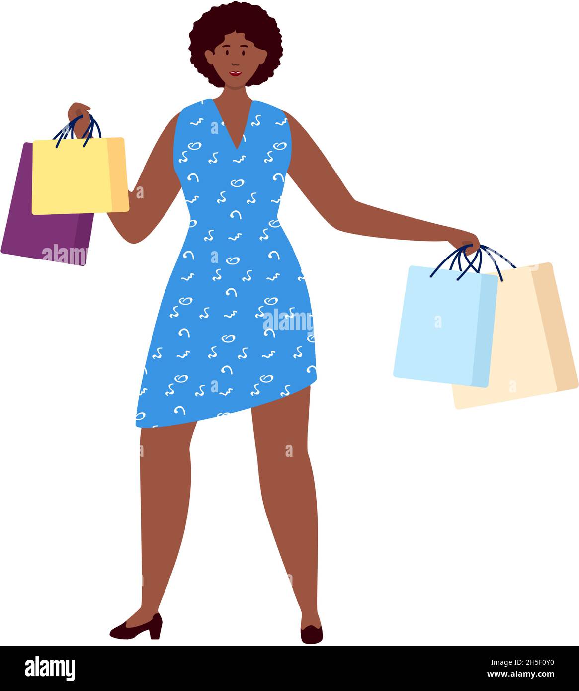 Woman shopper in supermarket isolated on white Stock Vector