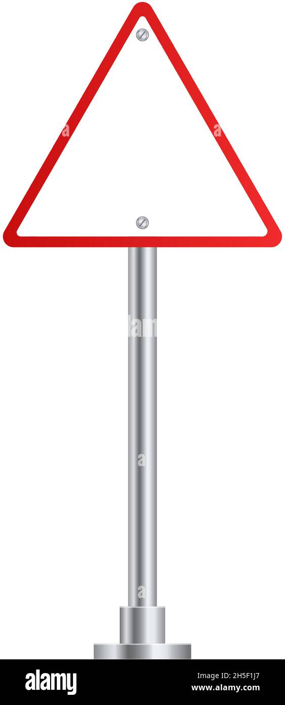 Triangular road sign. Blank red triangle warning symbol Stock Vector