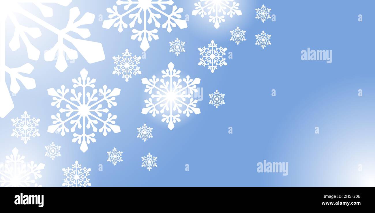 Blue Christmas background with white snowflakes, winter holiday ...