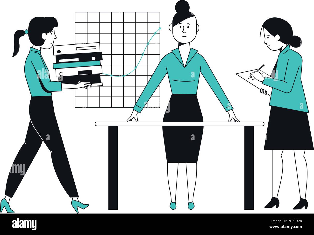 Women making statistic report. People collecting data from documents ...