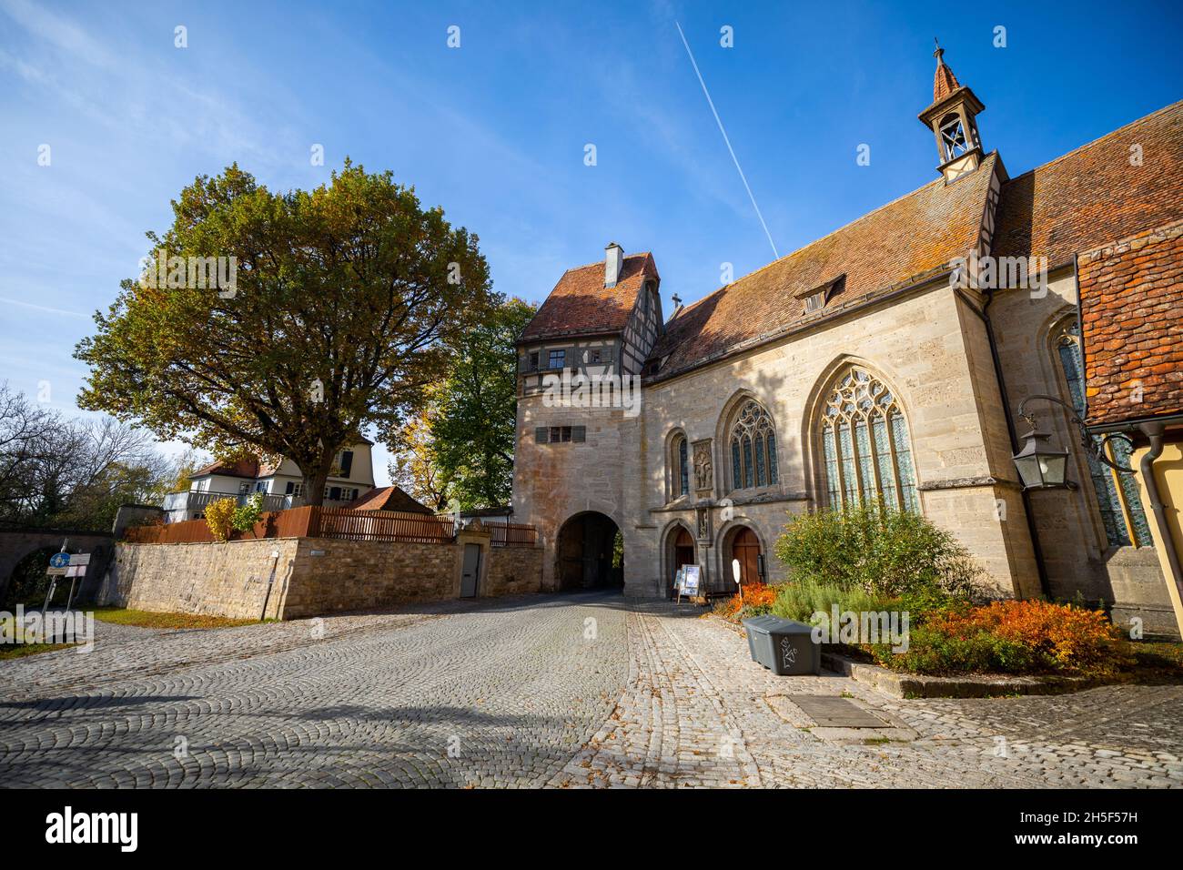 Rothenburg ob der Tauber, Germany - October 29, 2021: Sankt Wolfgang church Stock Photo