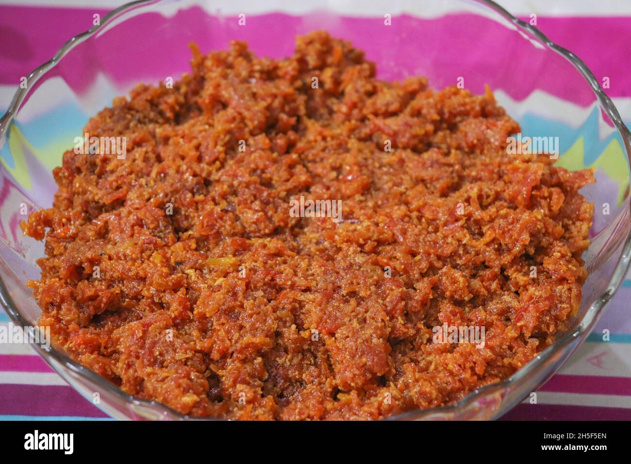 Closeup of Gajar ka halwa. Indian carrot halwa Stock Photo Alamy