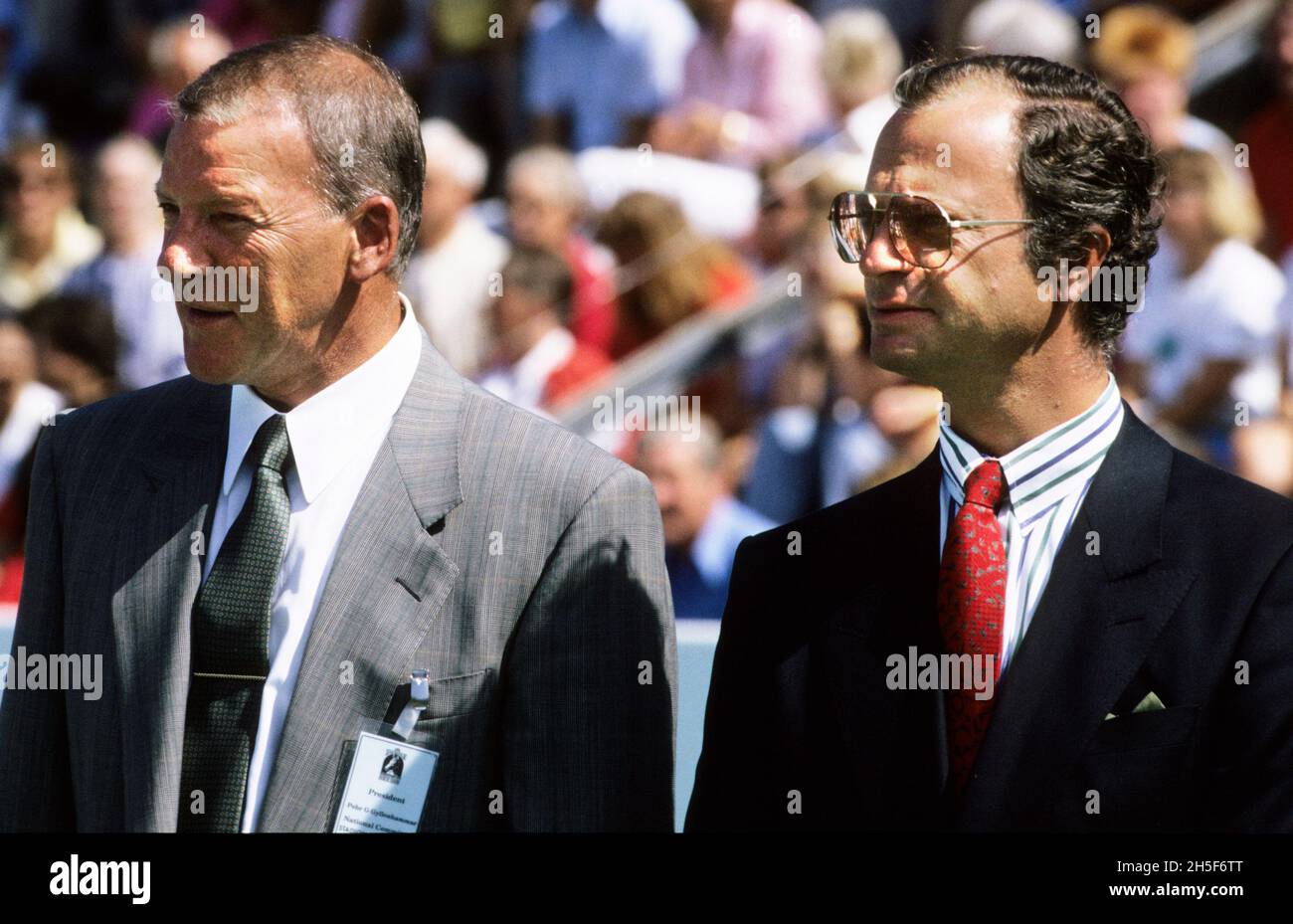 PEHR G GYLLENHAMMAR Chairman for Volvo car industry together with Swedish King Carl XVI Gustav Stock Photo