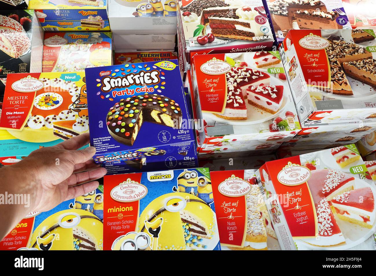 Smarties icecake in a shop Stock Photo